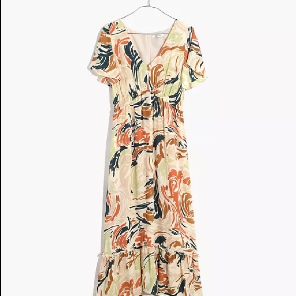 Madewell Flutter Sleeve Ruffle Waist Midi Dress - Picture 4 of 10